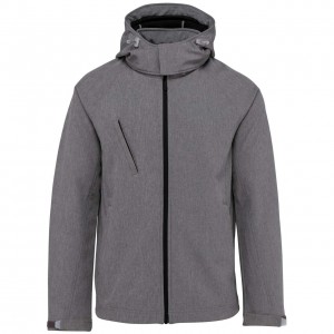 Kariban f�rfi kapucnis softshell dzseki, Marl Grey