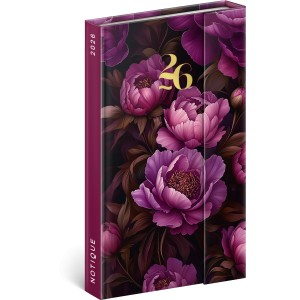 M�gnessel z�r�d� agenda Purple Flowers 2026, 13 x 21 cm
