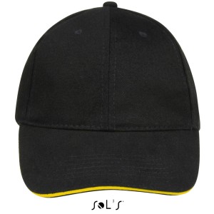 Sols Buffalo 6 paneles baseballsapka, Black/Gold